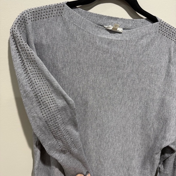 Milano Boatneck Sweater w/ Crystals on shoulders & sleeves - Size Medium ( M ) - Picture 3 of 5